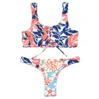 Cikini 2019 Printing Tie Two Piece Bathing Suit Bandage thong Triangle Bikini Set