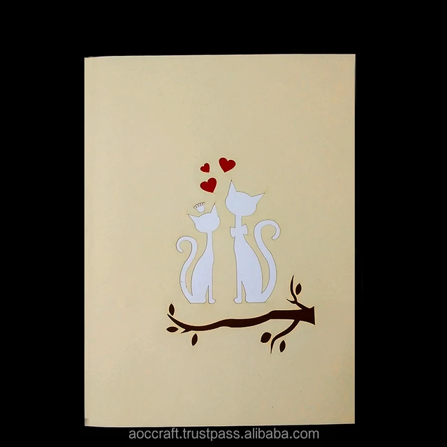 cat couple pop up greeting card