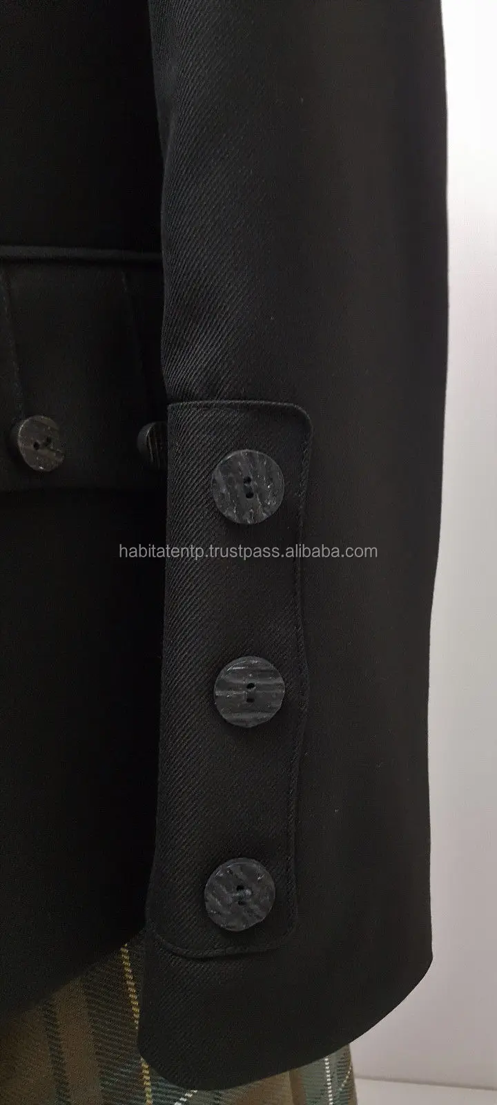 black crail uniform jacket & vest scottish kilts hand made