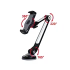 Adjustable clamp long arm suction cup mobile phone holder