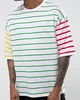 Striped men's cotton spandex fabric t-shirt/Cheap striped printing cotton spandex t-shirts