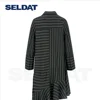 Casual Style Black & White Stripes Asymmetric Shirt Dress for Women in Woven fabric