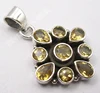 925 Sterling Silver FACETED YELLOW CITRINE MULTI GEMS WELL MADE Pendant 1.3 Inch Fashions India Women Jewelry Manufacturer