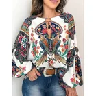 Women Blouses 2019 Fashion Long Sleeve Printed Shirt O-collar Shirt Casual Tops Plus Size Blusas Femininas