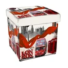 London design PVC printed folding storage ottoman box for home