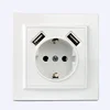 White double USB wall socket + Wall socket with grounding Electrical Equipment Wall Switches and Sockets