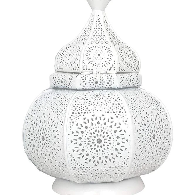 Marokkaanse Vintage Lantaarn Lichten Lamp 30 cm Wit Grote | Oosterse Tuin Outdoor Opknoping Lantaarns voor Kaarsen als Decoraties