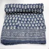 QUILTED BED COVER FROM INDIAPrinted Patchwork Kantha Quilt Handmade Cotton Bedspread Indigo Blue Kantha Quilt