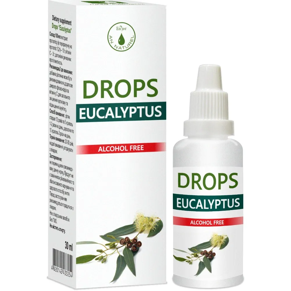 calmative drops, eucalyptus, mint, peony, propolis, ginseng