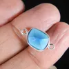 Special Findings !! Synthetic Blue Turquoise 18x9mm 925 Sterling Silver Single Loop Bezel Set Connector For Jewelry SICN0514