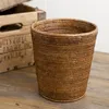Hand woven wicker rattan paper waste basket