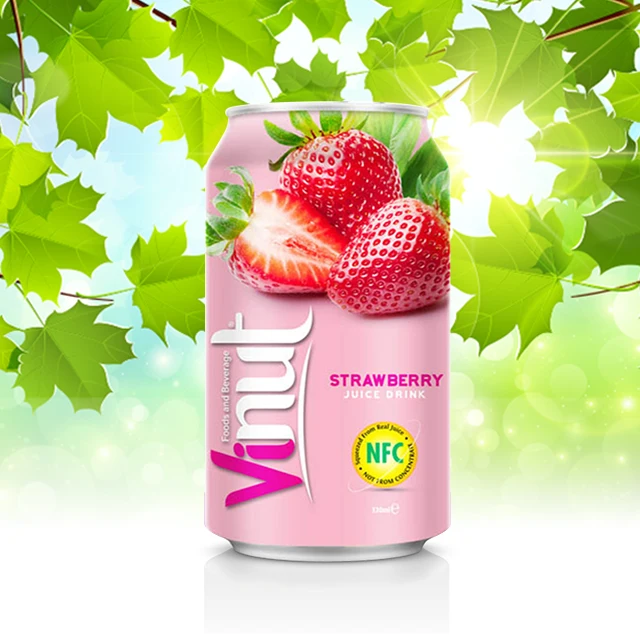 natural strawberry juice in 330ml in canned