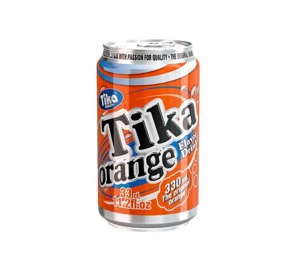 tika carbonated cola & orange soft drink canned 4x6x33cl