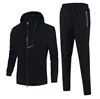 Black high quality zipper tracksuit with mock neck style plain custom logo tracksuit for sports club