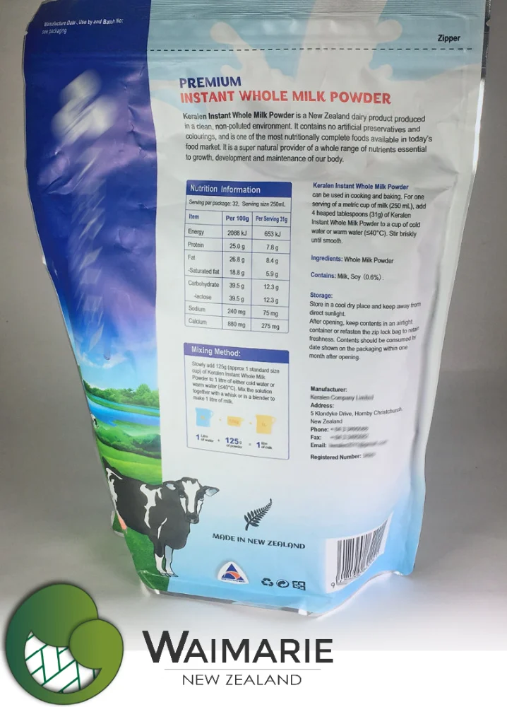 new zealand instant whole milk powder 1kg (makes 8 litres)