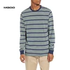 MGOO Mens Thin Long Sleeve Curve Bottom T Shirts Flat Knit Stripe T-shirt