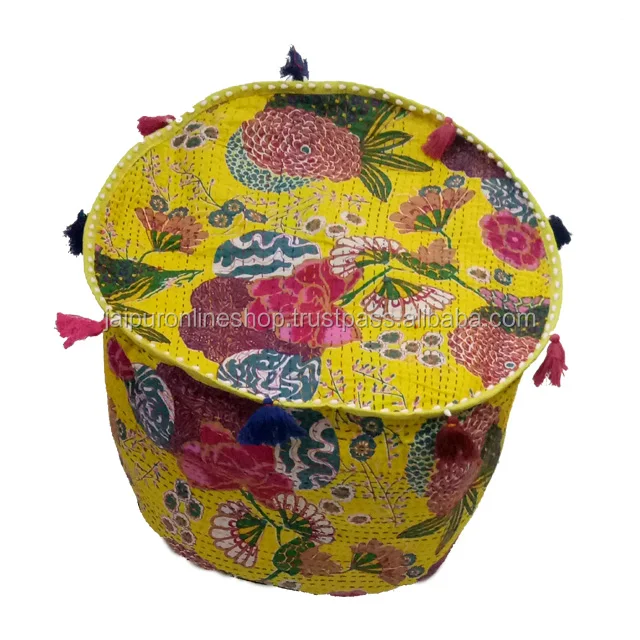 indian handmade multi thread kantha embroidery work decorative