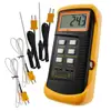 Digital 2 Channels K-Type Thermometer -50~1300degC (-58~2372degF) w/ 4 Thermocouples (Wired & Stainless Steel) Dual Meter Sensor