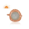 Designer Grey Moonstone Gemstone Girls Ring 18k Gold Plated Silver Jewelry White Zircon Ring Wholesaler Online