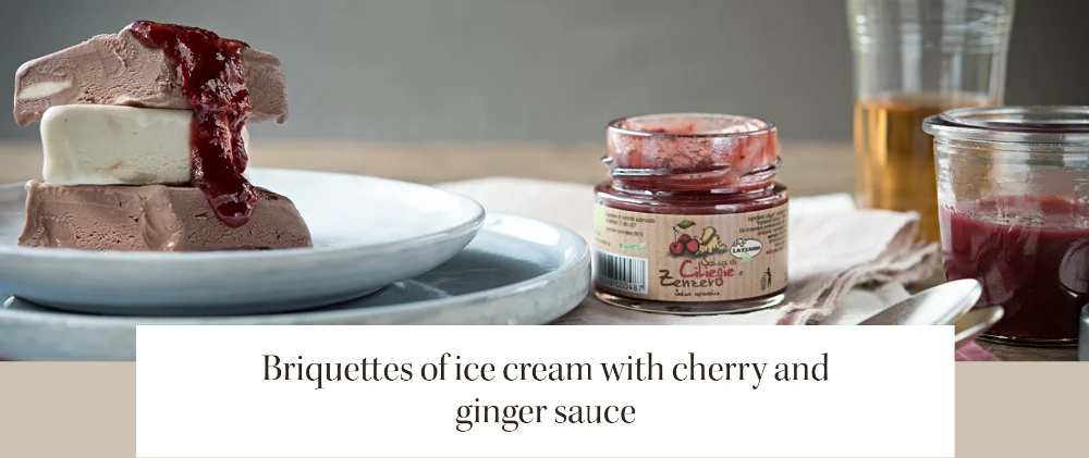 vanilla sauce,vanillamountain ice cream; 300g vanilla ice cream; 80g cherry and ginger sauce