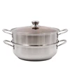 Durable double layer steamer with hollow handles glass lid 28cm 30cm 32cm soup pot steamer