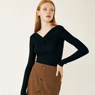basic fall top knit 100% cotton in stock women clothes