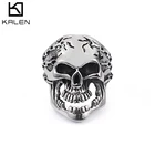 KALEN Wholesale High Polished Jewelry Accessories Men Silver 316L Stainless Steel Skull Ring KR49245-K