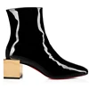 Handmade Autumn Square Med Heel women Casual shoes Block Chunky heel Patent Leather short boots shoes women's ankle booties