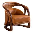 vintage american style home furniture leather wooden coffee makeup chair living room bedroom