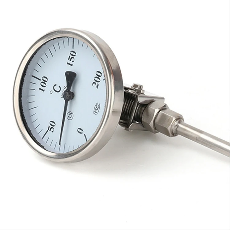 Stainless WSS-481Adjustable Customized Probe and Temperature Range Bimetal Thermometer for Pipe