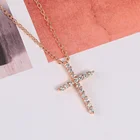 Simple Design Womens Dainty Full AAA CZ Cubic Zirconia Diamond Cross Necklace N002-M