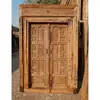 Vintage carved wooden Door Panel with metal fittings