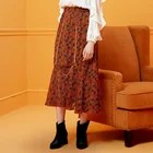 2019 Autumn Zdorzi custom basic skirt high waist mid-calf long print pleated skirt
