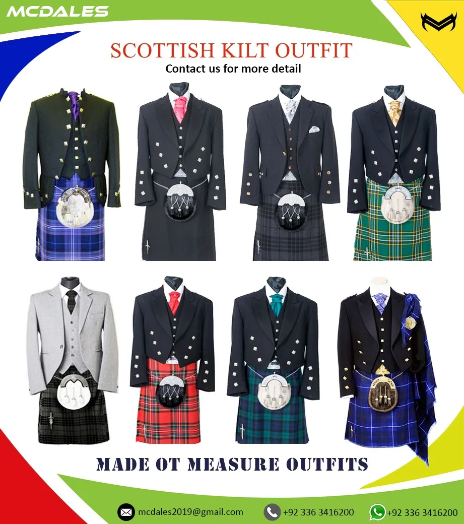 王子查理夹克裙子,14 件苏格兰男士礼服高地装备