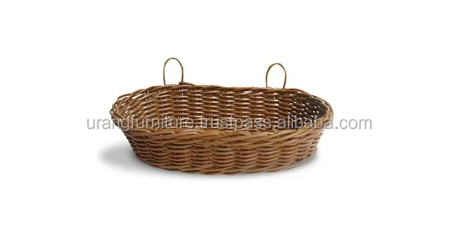oval wicker storage basket display fruit bowl with handle