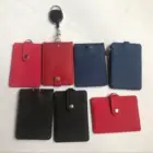 Badge Holder 2-Sided PU Leather ID Badge Card Holder Wallet Case with 1 Clear ID Window and 1 Credit Card Slot and 22