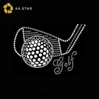 Bling golf design rhinestone iron on transfers for clothing