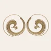 Attractive Round Circle Peacock Look Spiral Design Today's Fashion Natural Brass Plane Brass Spiral Earring