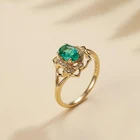 18K Gold Emerald Diamond Ring Gold jewelry cheap real gold rings