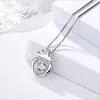 925 Sterling silver crown heart dancing stone pendant necklace for girls