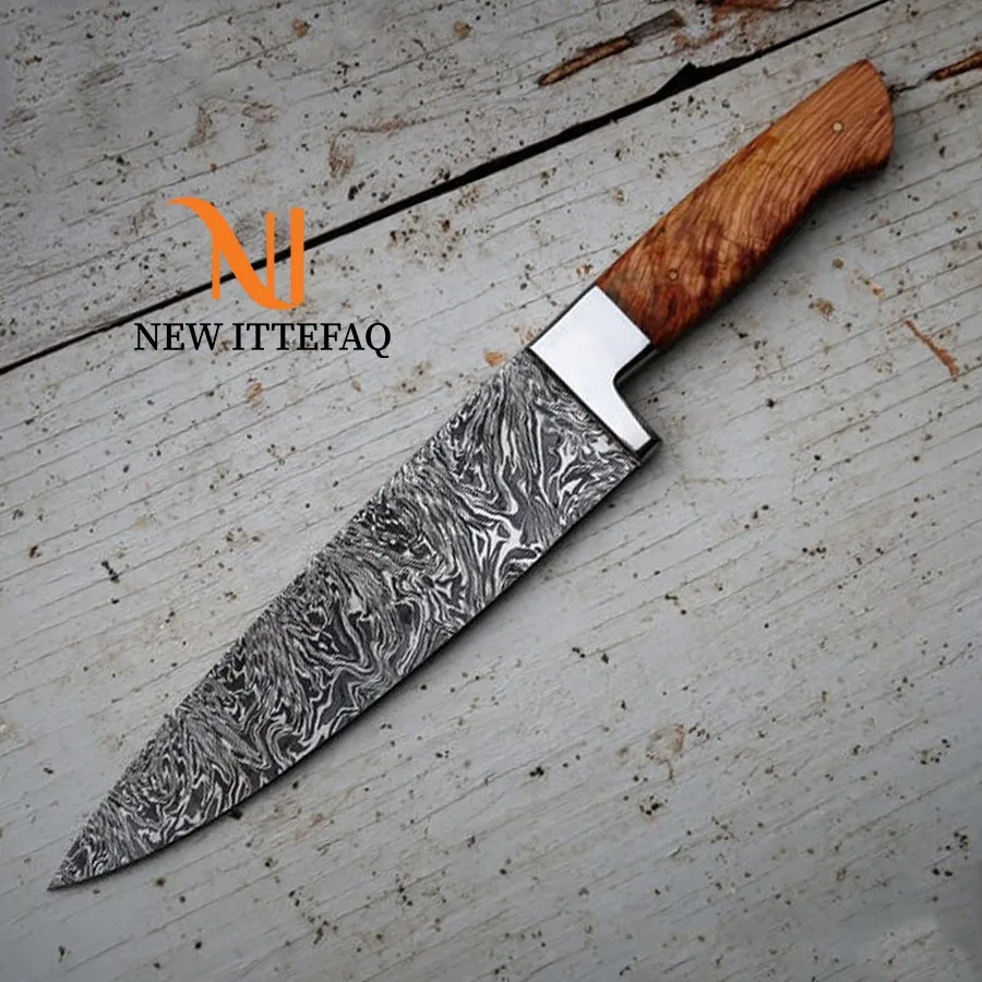 chef knife custom handmade | 13" olive burl chef knife; twist