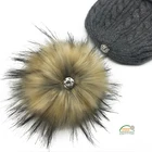 17cm Large Detachable Faux Fur Pom Pom Beanie Hats Bobble With Press Stud 20 Colors Available