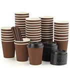 12oz Hot Eco Friendly Black Paper Coffee Mug Cup Disposable Coffee Cup