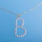 Manufacturer Fashion 925 Silver No Blemishes Potato Shape Freshwater Pearl Initial Letter Pendant Gold Plated For Party