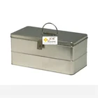 JH metal material large size tool tin box storage box with handle rectangle tin box
