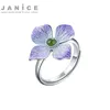Janice jewelry Chinese style 925 Sterling silver Purple flower finger ring setting with hetian Jade high-end jewellery