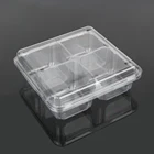 4 compartment compartments clear disposable plastic food container tray with cover