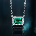 Chain Women Necklace Square Emerald Pendant Silver Chain Necklace 2020 Women Fashion