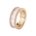 Fashion Emerald-Cut CZ Big Cubic Zirconia Anillo De Diamante Diamond Eternity Band Ring
