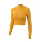 Women's Sports Workout Zipper Long Sleeve Crop Top Fitness Ladies Tops Latest Design Slim Fit T Shirts